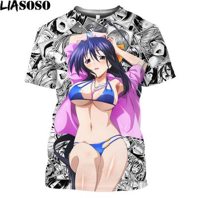 Футболки для аниме High School DXD, мужские, косплей, сексуальная девушка, Риас, мультяшная футболка, хентай, искушение, японская уличная одежда, топы в стиле хип-хоп