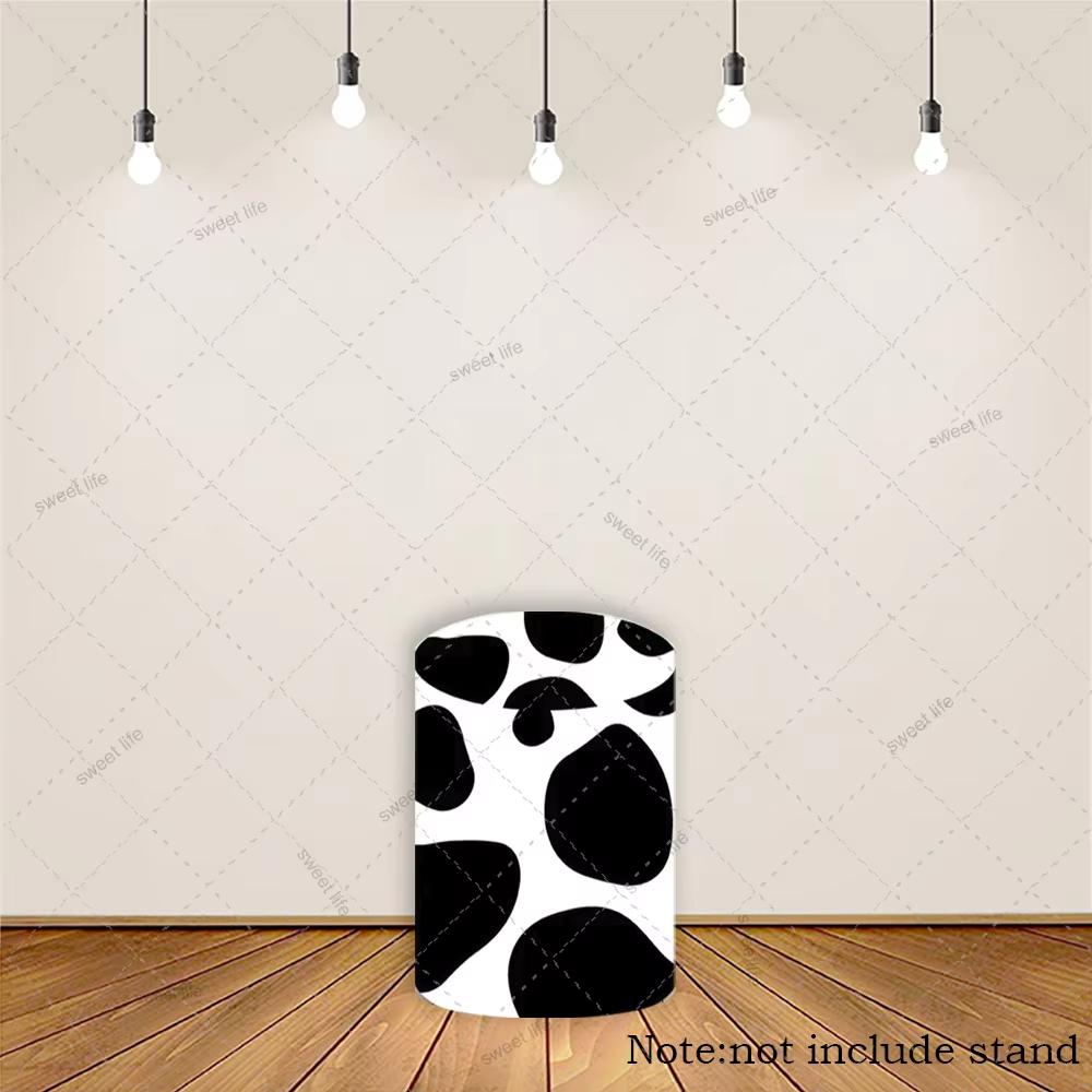 BEPAN Pink cow theme arched column background customizable baby birthday party christening baby shower decoration props stretch fabric