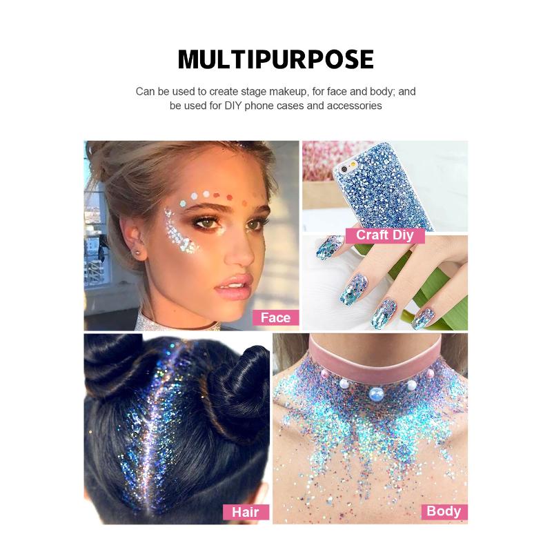 QIBEST Burst Glitter Eyeshadow Glitter Cream Face Body Polarized Glitter Cream Highlighter Dazzling Brightening Eyeshadow