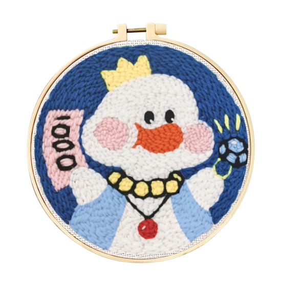 DIY Punch Stitch Kit for Beginners Cartoon Pattern with Punch Needle Hoop Punch Stitch Starter Craft Set for Adults Children