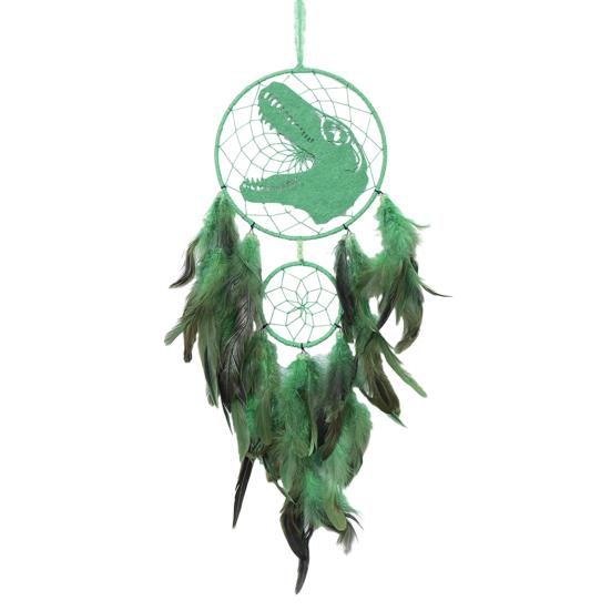 Dinosaur Dream Catcher Ornament Kids Faux LED Light Feather Dream Catcher Handmade Home Decor Birthday Gift