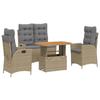 VidaXL Ensemble à Manger de Jardin avec Coussins 4 pcs, Table de Terrasse, Meubles de Patio, Mobilier d'Extérieur, Beige 3277491