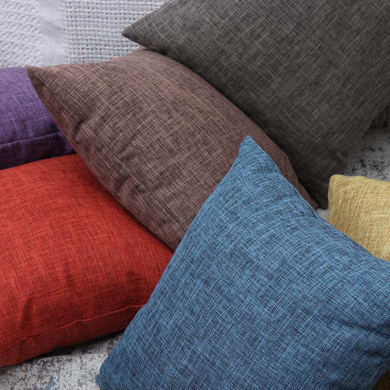 Solid Linen Cotton Throw Pillow Cover Simple Cushion Cover Nordic Boho Decor Couch Accent Pillow Case 45x45 cm 2pcs