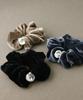 VINGTAINE Scrunchie with Swarovski Single Simple Hair and Casual for Adults Crystals, Velvet, Crystal, Accessory, Cute, Stylish, (HS-195-BK)
