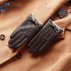 Бантик Новые женские перчатки высокого качества Мягкие Утепленные из Натуральной кожи Зимние Осенние Женская Мода Черные Теплые