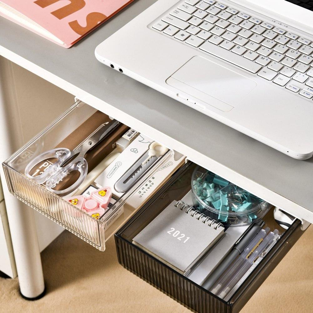 Under Desk Drawer Hidden Desk Organizer Pencil Tray Drawer Organizer Under Desk Storage For Notebooks Pens Pencils Keys Boxes