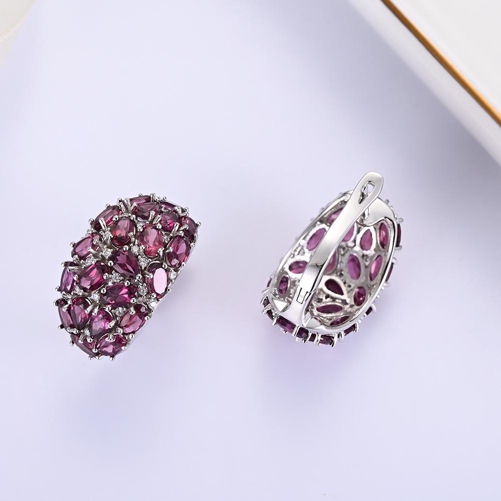 Великолепный элегантный дизайн серег из натурального граната из стерлингового серебра 925 пробы. Роскошные ювелирные украшения для женщин. Подарки на юбилей и банкет.