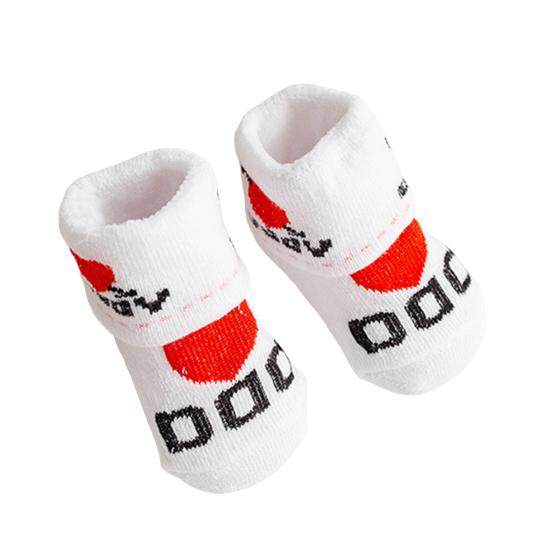 Пара детских носков с рисунком «Я люблю папу/маму», хлопковые полосатые носки