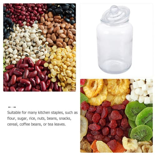 LEDMOMO 3 л Стеклянная банка с крышкой Мейсона Кухонная банка Контейнер для хранения продуктов Цилиндрическая бутыль для консервированных зерен Сахара Чая Кофе Прозрачная