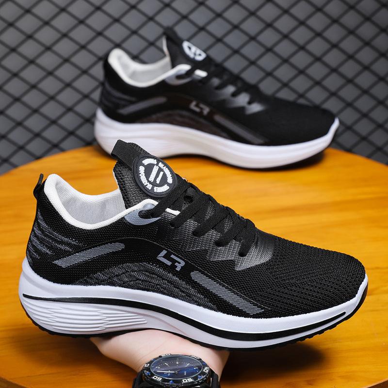 23 Years of New Spring and Autumn Men's Shoes Breathable Mesh Fly-woven Shoes Men's Lace-up Platform Sports Shoes Versatile Casual Trendy Shoes