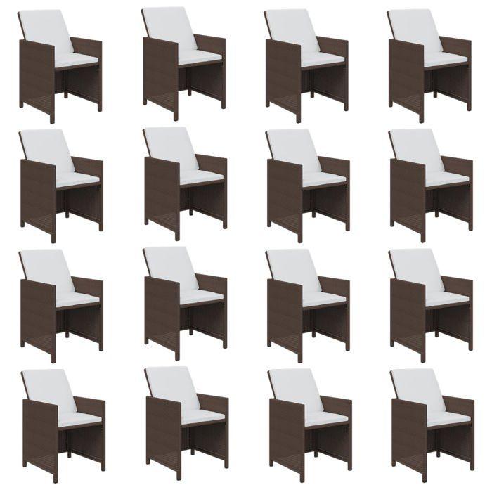 Maison Exclusive - Ensemble à manger de jardin avec coussins 17 pcs Résine tressée
