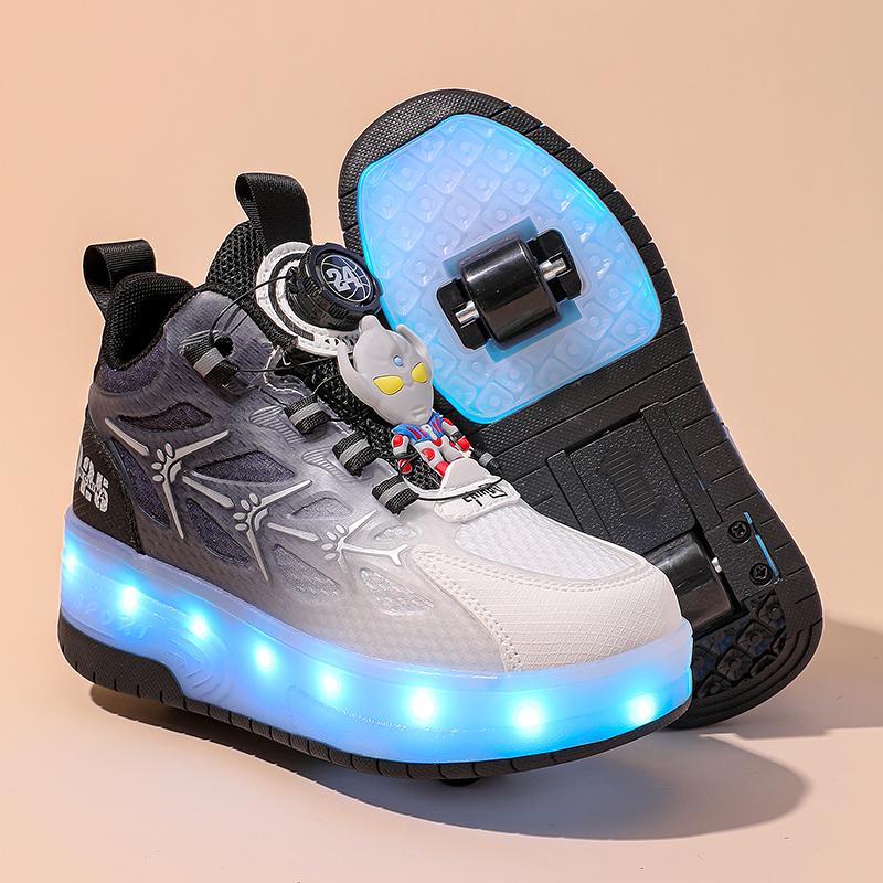 TUINANLE High Quality Skate Shoes for Kids LED Light Luminous Sneakers Children Two Wheels Shoes for Boys Girls with USB Charging