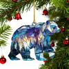 1/2/3/4/5Pcs Christmas Acrylic Polar Bear Hanging Decoration Car Rearview Mirror Xmas Tree 2D Flat Stained Glass Bear Hanging Ornament