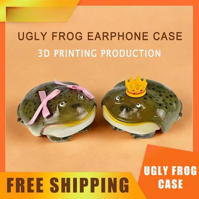 Чехол для наушников Airpod в виде уродливой лягушки. Милый, забавный, розовый бантик в виде лягушки. Ручная работа. Защитный чехол для наушников. Креативный дизайн. Подарок для друзей.