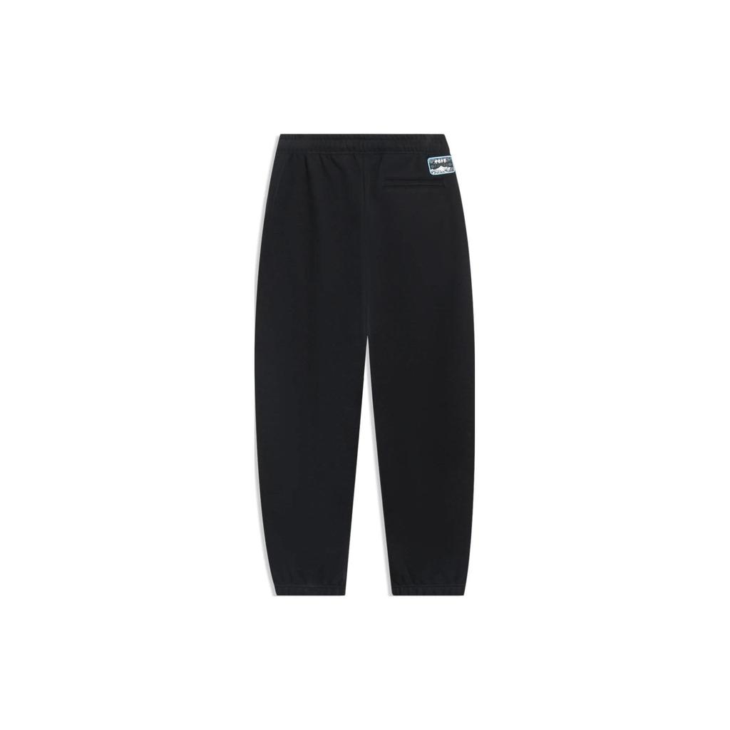 Li-Ning SS23 Logo Embroidered Cuffed Loose Sports Pants Men Bottoms Black AKLT229-2
