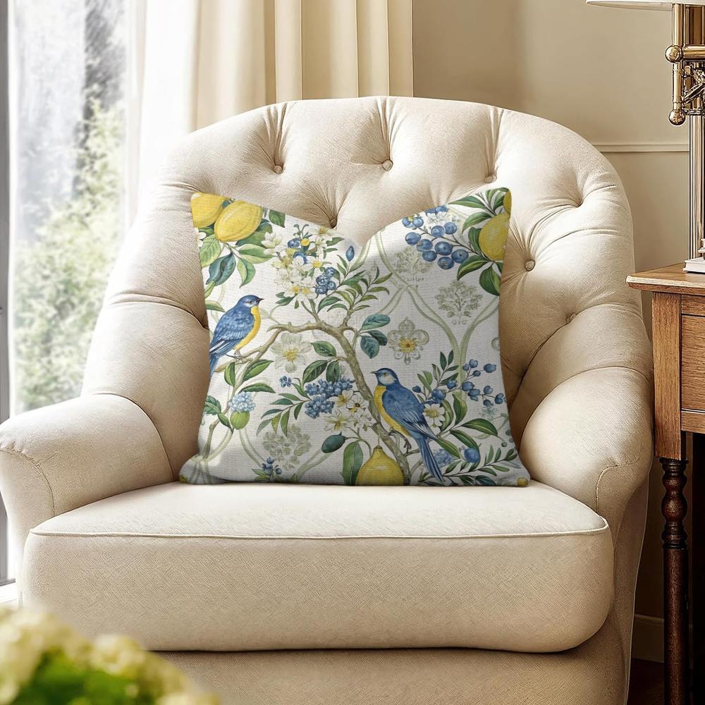 Greek vacation style Cushion Cover Natural Linen Organic Fabric DoubleSided Printing Couch Pillow Covers Home Decor