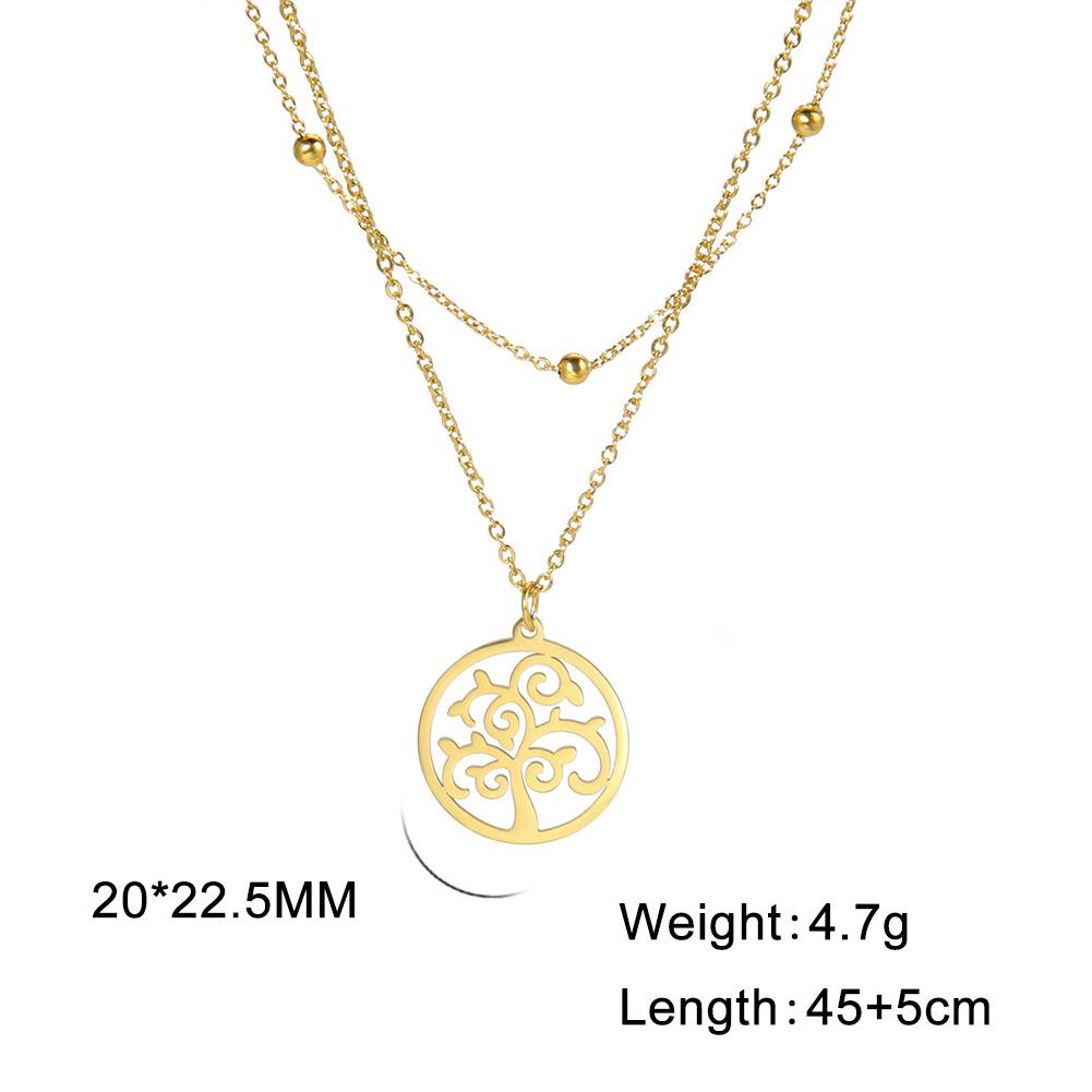 Fashion Life of Tree Necklace Stainless Steel Real Gold Electroplating Non-fading Pendant Jewelry