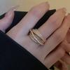 Zircon Multi-Layer Ring For Women Party All-Match Jewelry Vintage Opening Adjustable Finger Ring Shiny Combination Ring