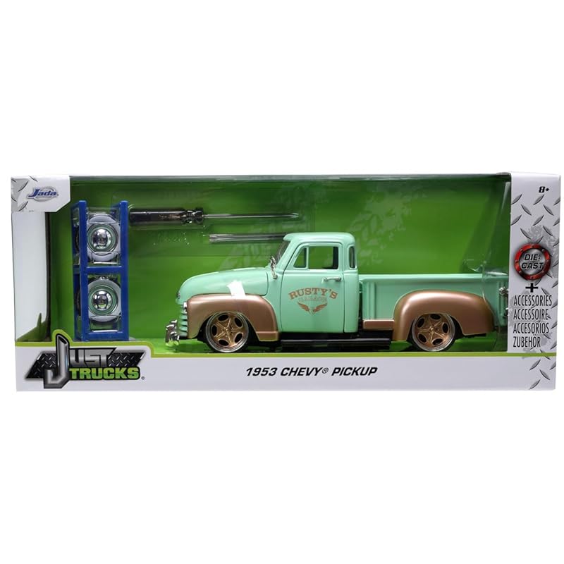 Jada Toys JUST TRACKS series 1/24 1953 chevy pickup mint green/gold Finished product