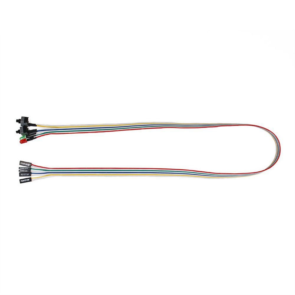 Reset Power Cord Push Button Switch PC Power Reset Switch with LED Light Motherboard Power Cable