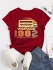 Vintage 1982 Letter Print Unisex T-shirt Casual Crew Neck Short Sleeve T-shirt WoUnisex Clothing Female TopsTees