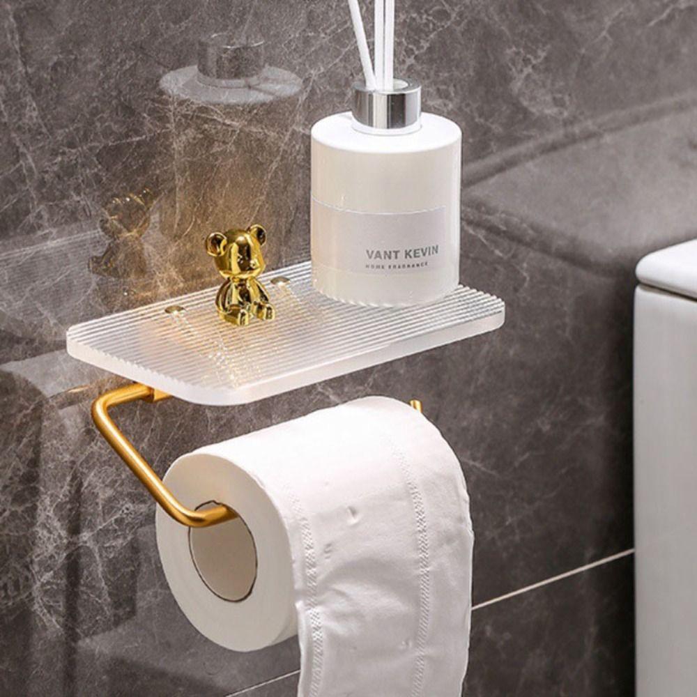 Держатель для туалетной бумаги без сверления Акриловая полка-стеллаж для хранения в ванной комнате Ванная