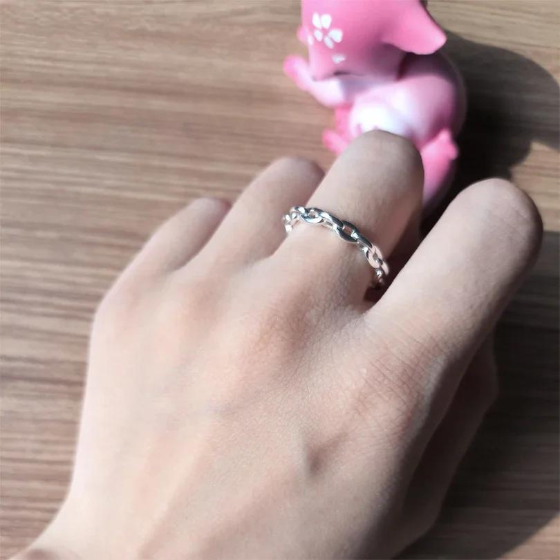PONYKISS Серебряное кольцо 925 пробы Геометрическая неправильность Открытое регулируемое для женщин Модное минималистичное тонкое ювелирное изделие Подарок