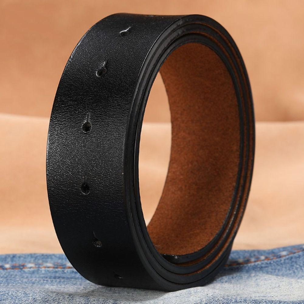 Replacement Craft DIY Genuine Leather Belt 3.3/3.8cm with Hole Classic Waistband No Buckle Girdle