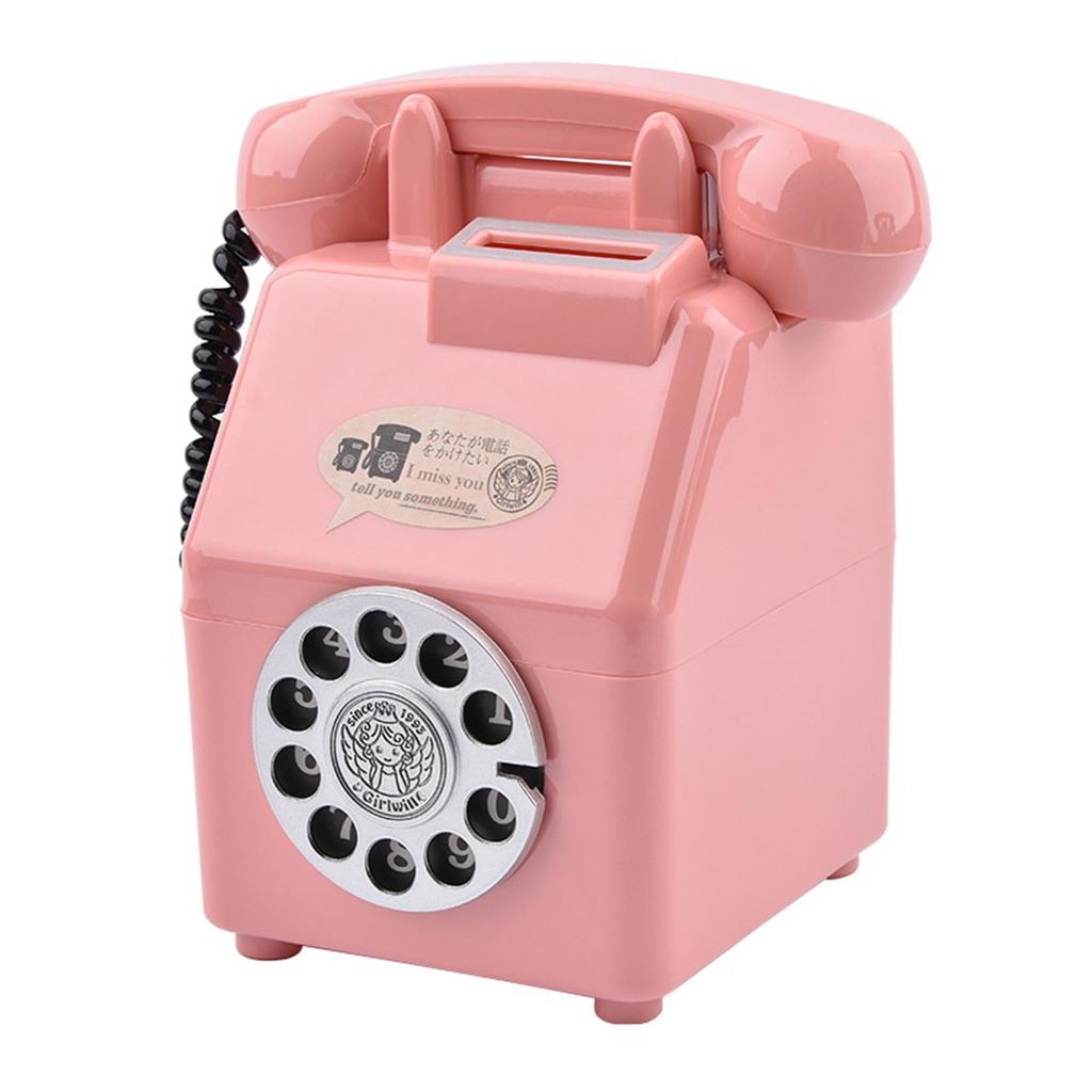 Telephone Piggy Bank Decorative Figurine for Living Room Adult Kids Cabinet