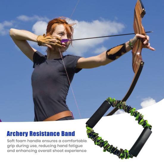 Archery Bow Strength Trainer 25/45/65 Lbs Resistance Exercise Band Arm Strength Training Archery Draw Release Stretch Band Training Aid