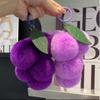 2Pcs Soft Plush Furry Grape Key Chain Charm Decor Rex Rabbit Fur Fruit Keychain Pendant Car Keychain Cute Pompoms Keyring Purse