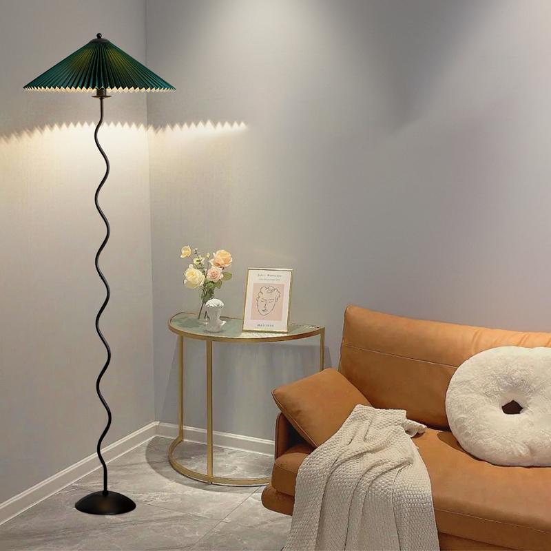 Nordic Minimalist Pleated Fabric Led Floor Lamp Living Room Home Decor Sofa Corner Standing Table Light Bedroom Bedside Lamp