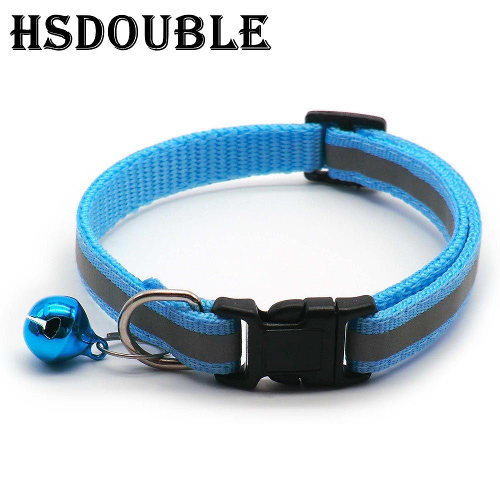 2Pcs/Pack 12 Colors Reflective Adjustable Cats And Small Dogs Collars With Bells Pet Supplies 1