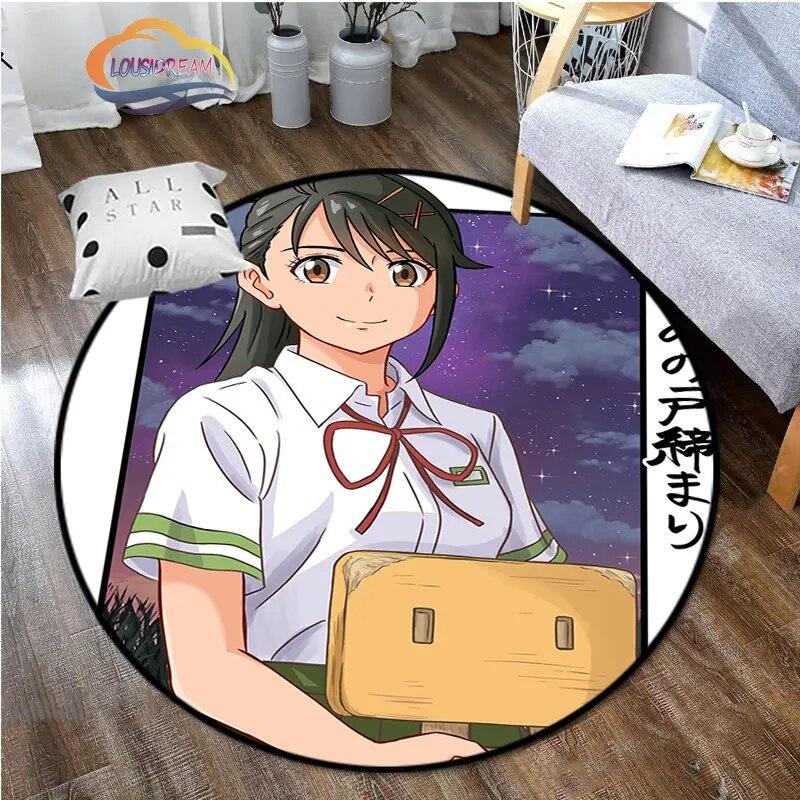 Круглый ковер с рисунком аниме Suzume, декоративный круглый коврик с 3D принтом для детей или девочек, коврик для спальни, гостиной