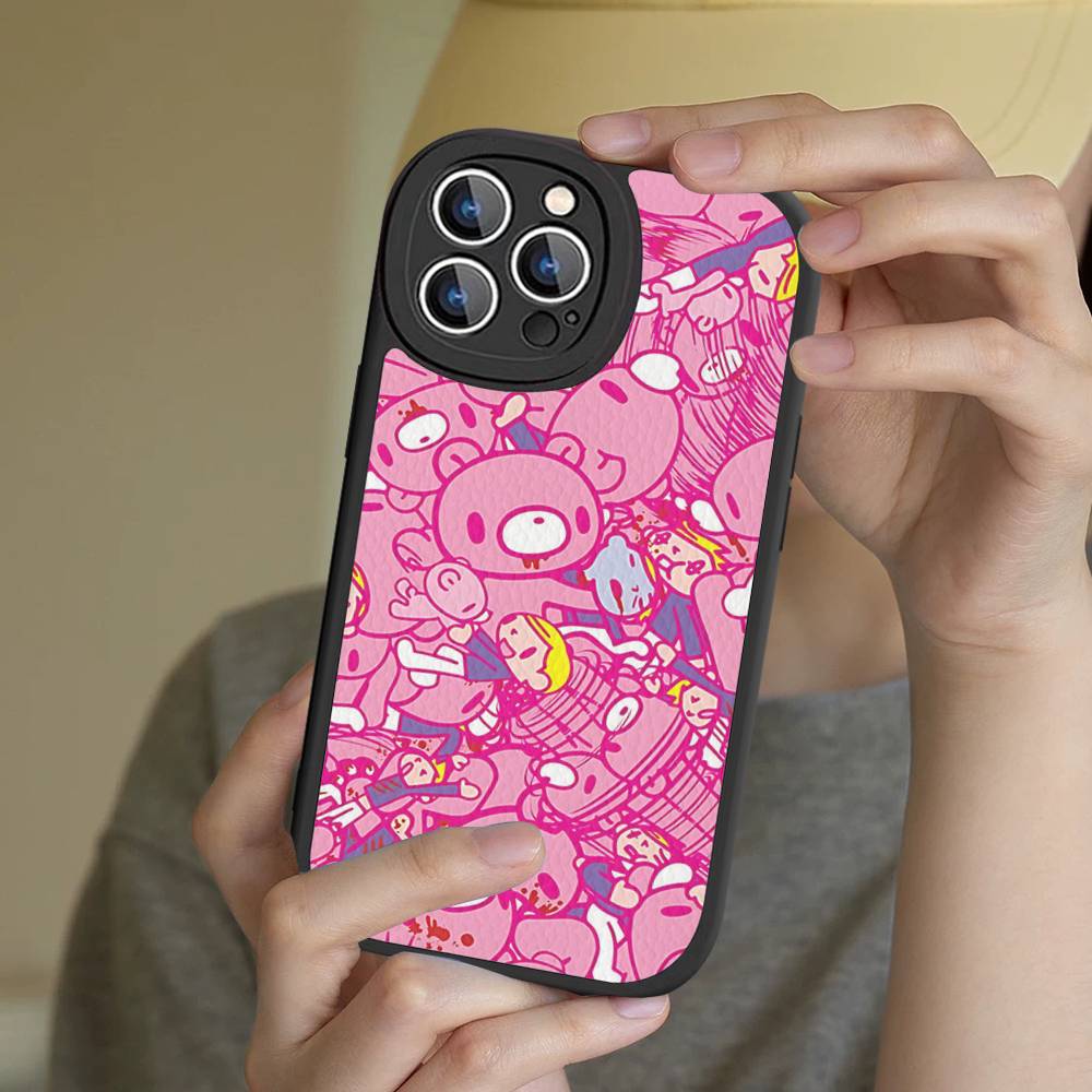 Милый G-Gloomy B-Bear Чехол для телефона Для IPhone 16 15 14 13 12 11 Pro Max Plus Кожаный Мягкий Чехол