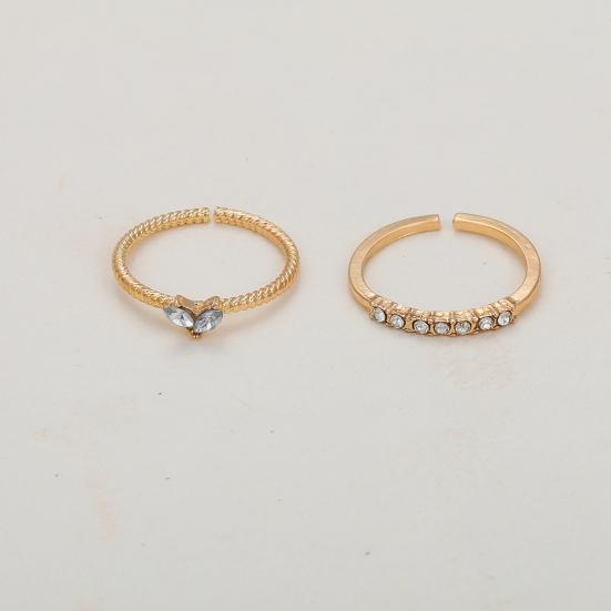 2/4Pcs Finger Ring Heart Shining Cubic Zirconia Inlaid Opening Adjustable Finger Band Jewelry Accessory