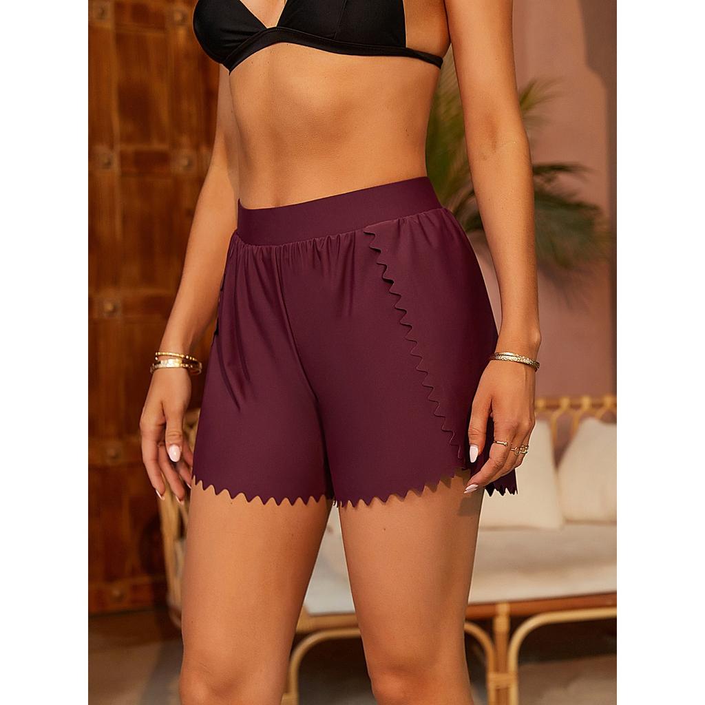 CHARMLEAKS Женские спортивные плавки, женские шорты бикини для мальчиков, узкие шорты для плавания с изогнутыми краями, купальник снизу