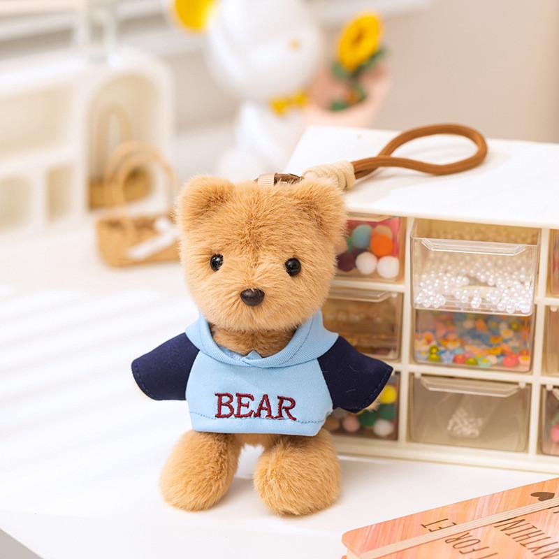 Teddy Hoodie Dress Bear Keychain Plush Toy Stuffed Doll Bag Gift Decoration