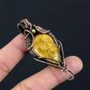 Fossil Coral Gemstone Pure Copper Wire Wrapped Handmade Pendant Jewelry For Gift