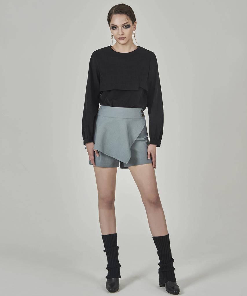 HYEYEONG KIM Corduroy Layered Blouse - Black