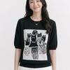 Navava Women DoT CaT PrinTing Round Neck ShorT Sleeve KniT T shirT Nk3678