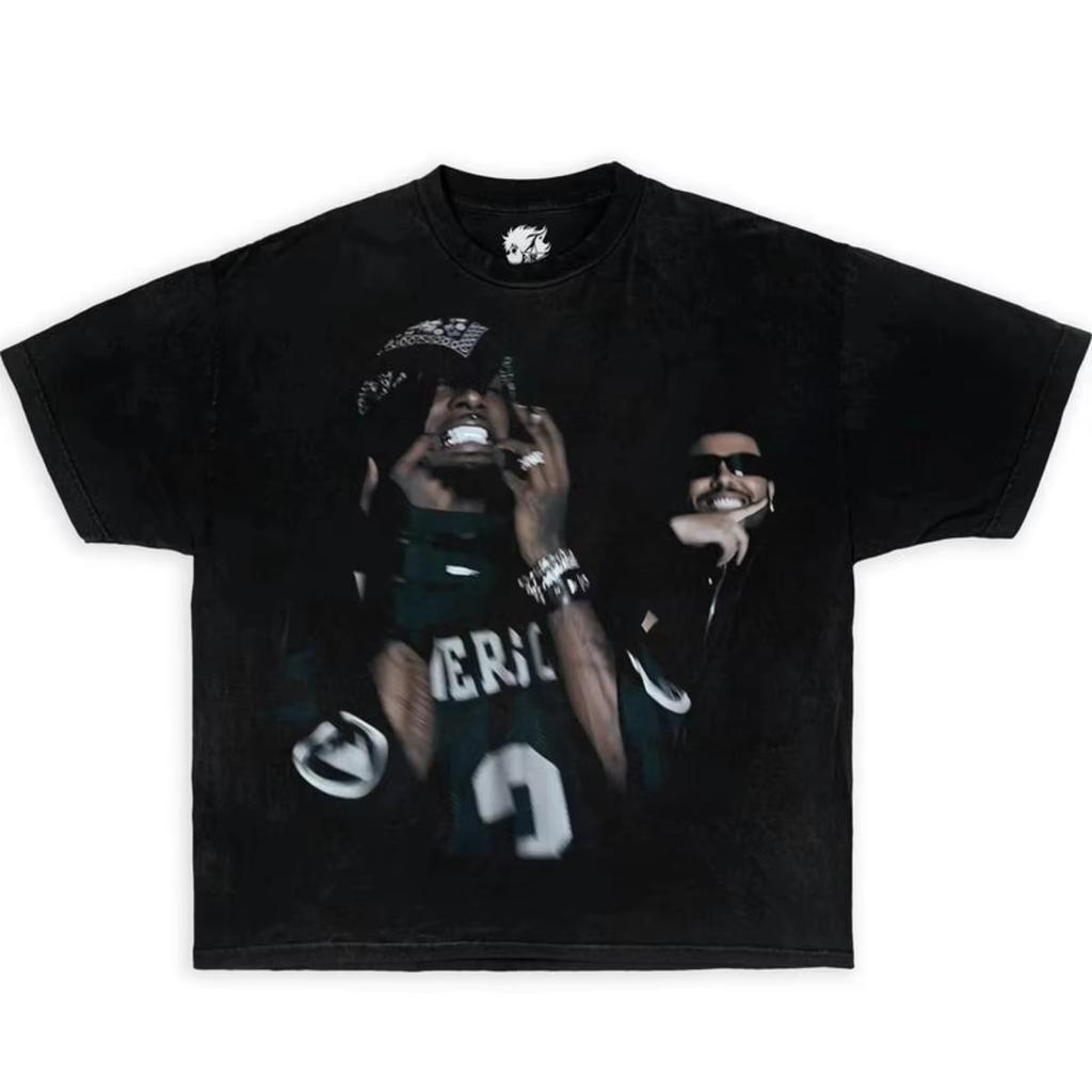 Playboi Carti X The Weeknd Оверсайз Футболка Y2K Уличная Одежда Графическая Рэп Футболка Мужская Женская Винтажный Топ Хип-Хоп Уличная Одежда Оверсайз Футболка
