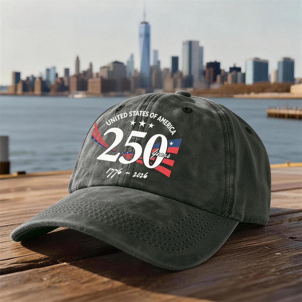 Соединенные Штаты Америки 250-летний юбилей Регулируемая бейсболка 1776-2026 Вышитая хлопковая кепка Неструктурированная кепка в стиле "Dad Cap"