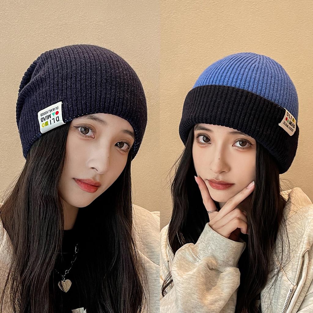 Вязаная шерстяная шапка женская холодная шапка зимняя шапка мужская осенне-зимняя шапка-дыня из меха однотонная универсальная шапка-юппи тренд