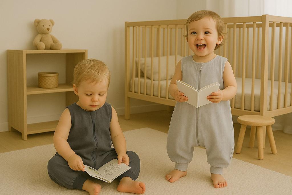 Muslin sleeping bag for children with legs L 9-24 months summer TOG 1.0 - gray