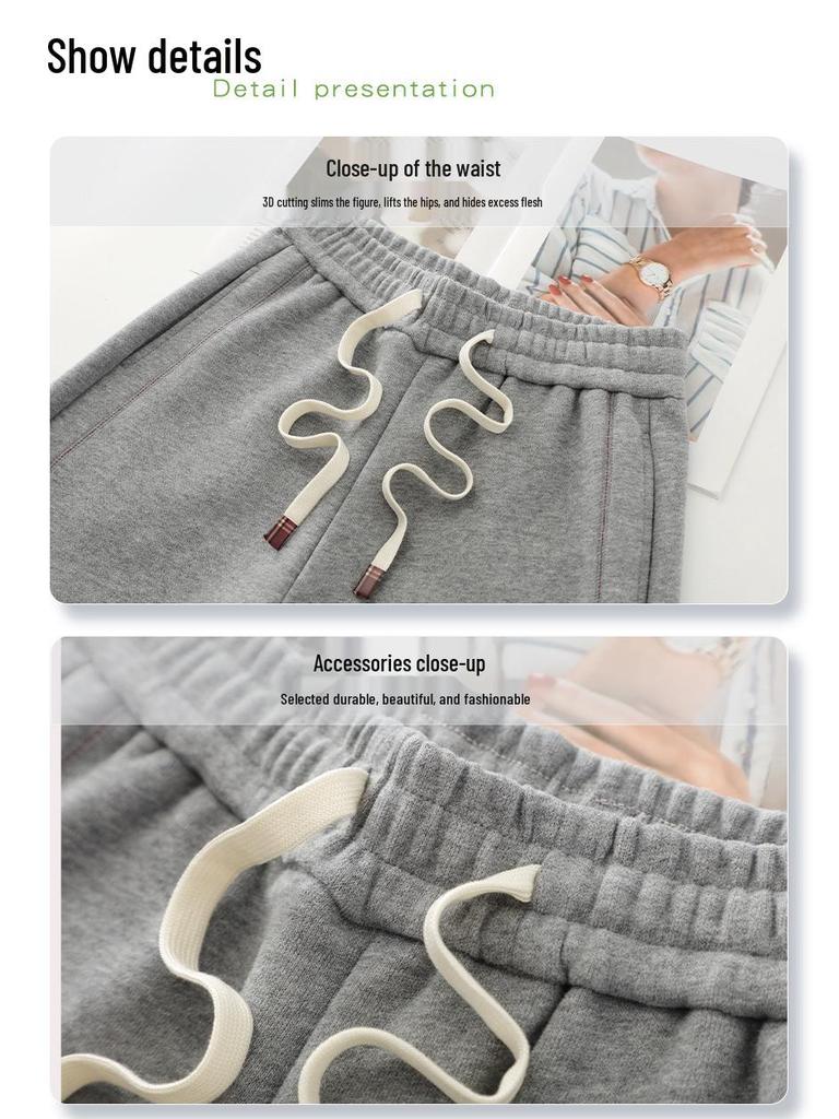 Женские серые спортивные брюки палаццо с высокой посадкой, коллекция весна/осень 2025 - Облегающие, свободные, повседневные спортивные брюки прямого кроя.