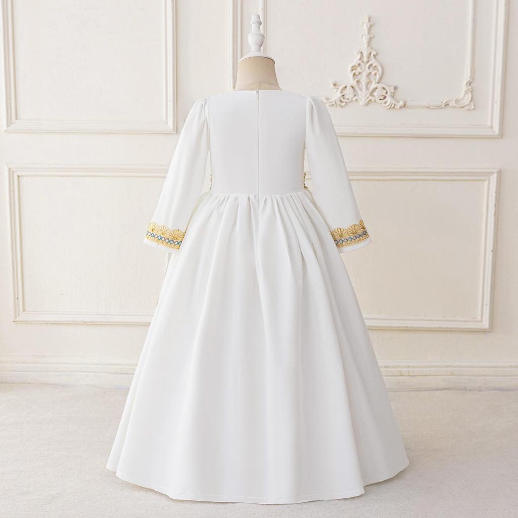 Shein Новое шифоновое дышащее длинное платье-халат для детей с дизайном горячего тиснения