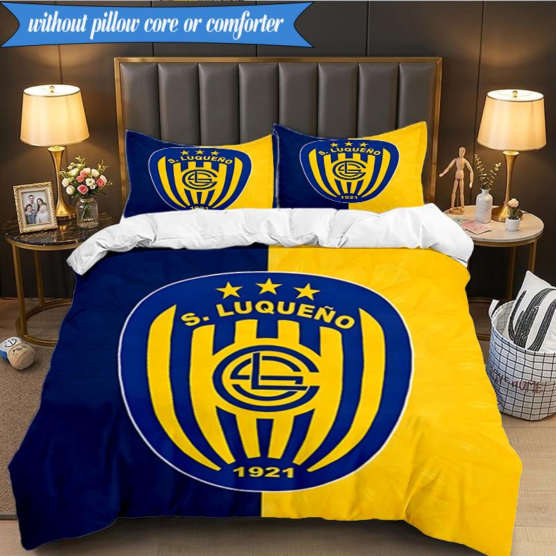 Luqueno Club Emblem 3pcs Bedding,Including 1pc Duvet Cover And 2pcs Pillowcases Perfect for Christmas,Ideal for Bedroom, Dormitory