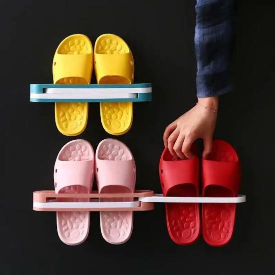 2 шт. Стойка для хранения тапочек, без перфорации, 3 в 1, настенный складной органайзер, подставка для тапочек для кухни и ванной