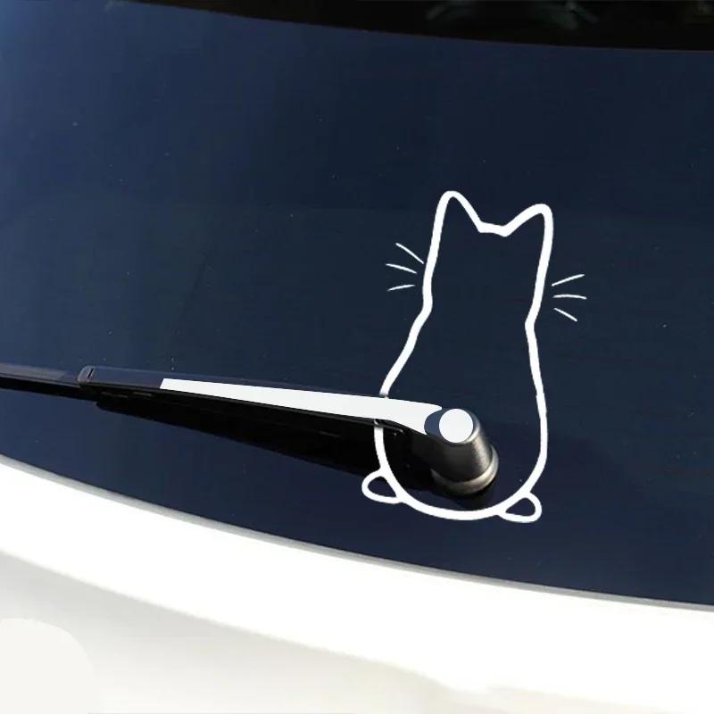 Funny Moving Cat Tail Decals Art Design Car Rear Window Vinyl Declas Creative Vehicle Windshield Cute Animal Ornament